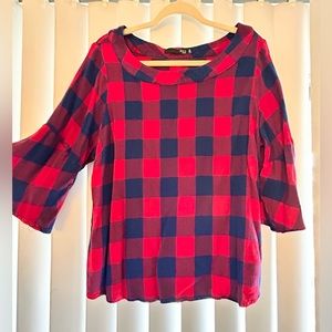 Max jeans brand- Red/Blue buffalo plaid blouse- size1X